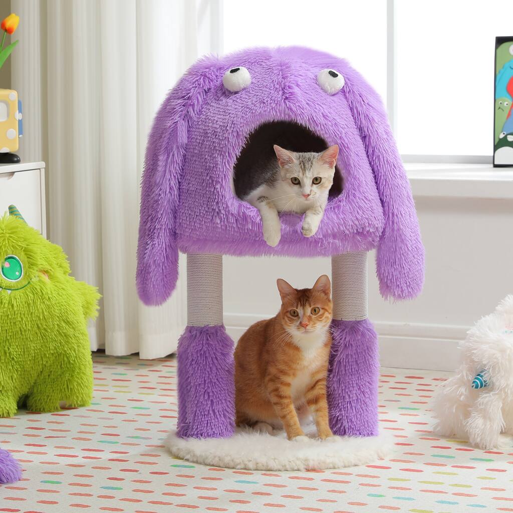 Cute cat tree with cat condo - Purple