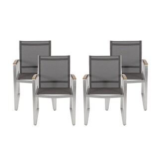 Glasgow Aluminum Outdoor Dining Chairs with Faux Wood Accents by Christopher Knight Home