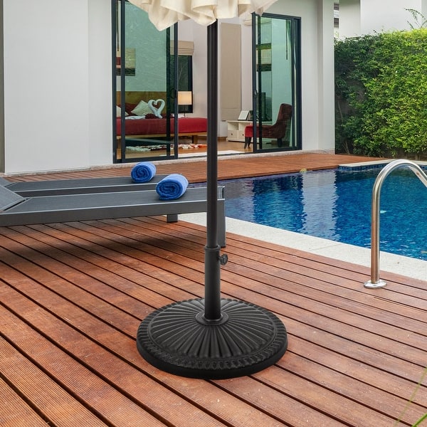 cement patio umbrella base Pure Garden 39lb Resin and Cement Outdoor Patio Umbrella Base, Black