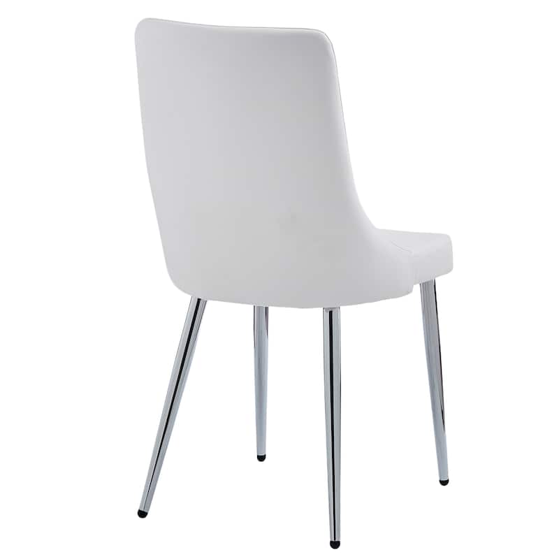 Contemporary Faux Leather and Metal Dining Chair, Set of 4