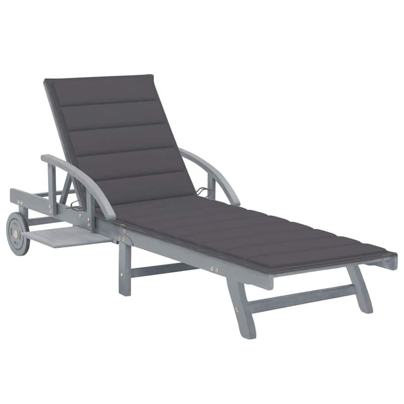 vidaXL Patio Sun Lounger with Cushion Solid Acacia Wood - 78.7" x 26.8" x 11.8"