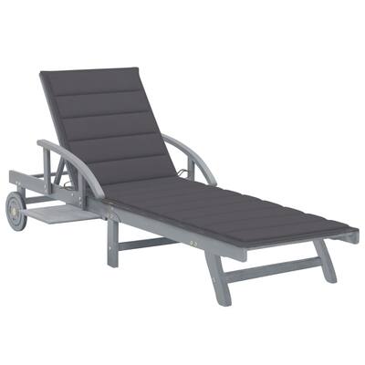 vidaXL Patio Sun Lounger with Cushion Solid Acacia Wood - 78.7" x 26.8" x 11.8"