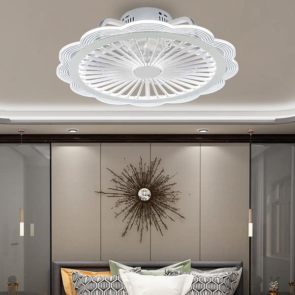slide 8 of 7, 19.7'' Flower Shape LED Ceiling Fan Light Dimmable with Remote - 19.7 Inches 19.7 Inches - White