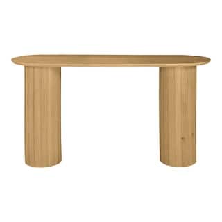 Aurelle Home Poete Solid Acacia Wood Pedestal Console Table