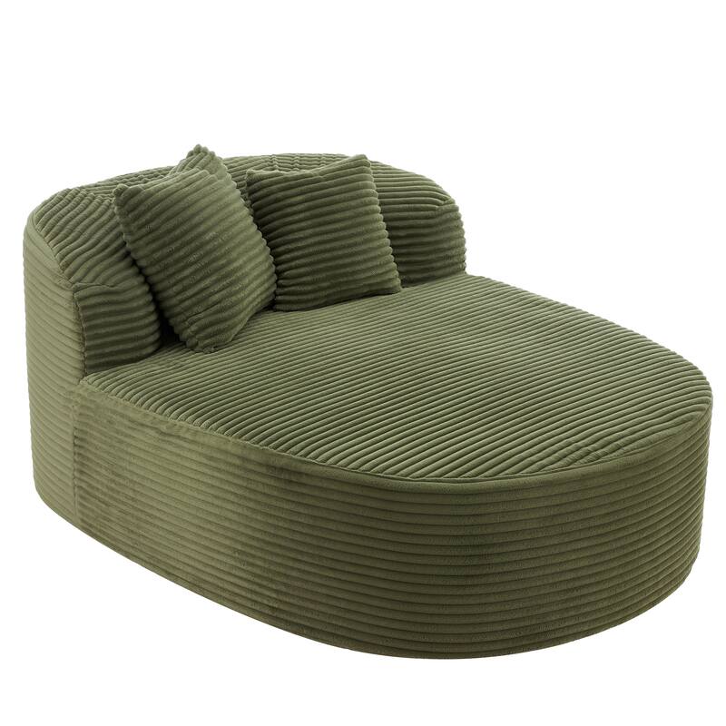51.6" Chaise Lounge Sofa Bed - Boneless Couch with 2 Pillows - Compression Design for Living Room