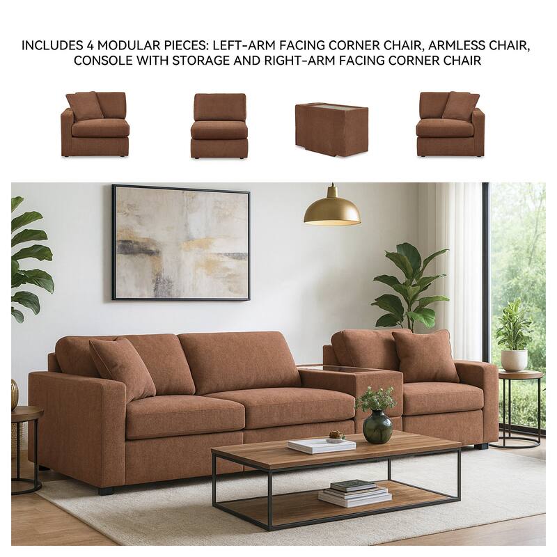 Signature Design by Ashley Modmax 4-Piece Sectional with Storage Console - 125"W x 37"D x 36"H
