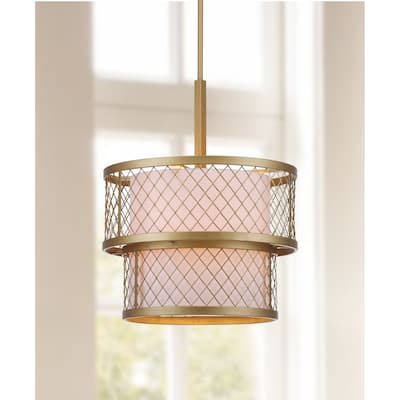 SAFAVIEH Lighting 17-inch Adjustable 6-Light Evie Mesh Gold Pendant Lamp - 17" W x 17" D x 21 - 57" H