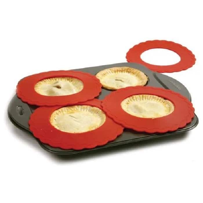 Norpro 6-inch Silicone Mini Pie Pan Shields, Set of 4, Keeps Pie Crust from Burning