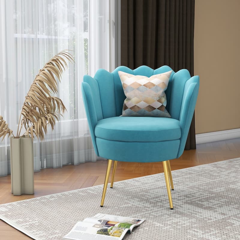 Velvet Upholstered Barrel Accent Chair