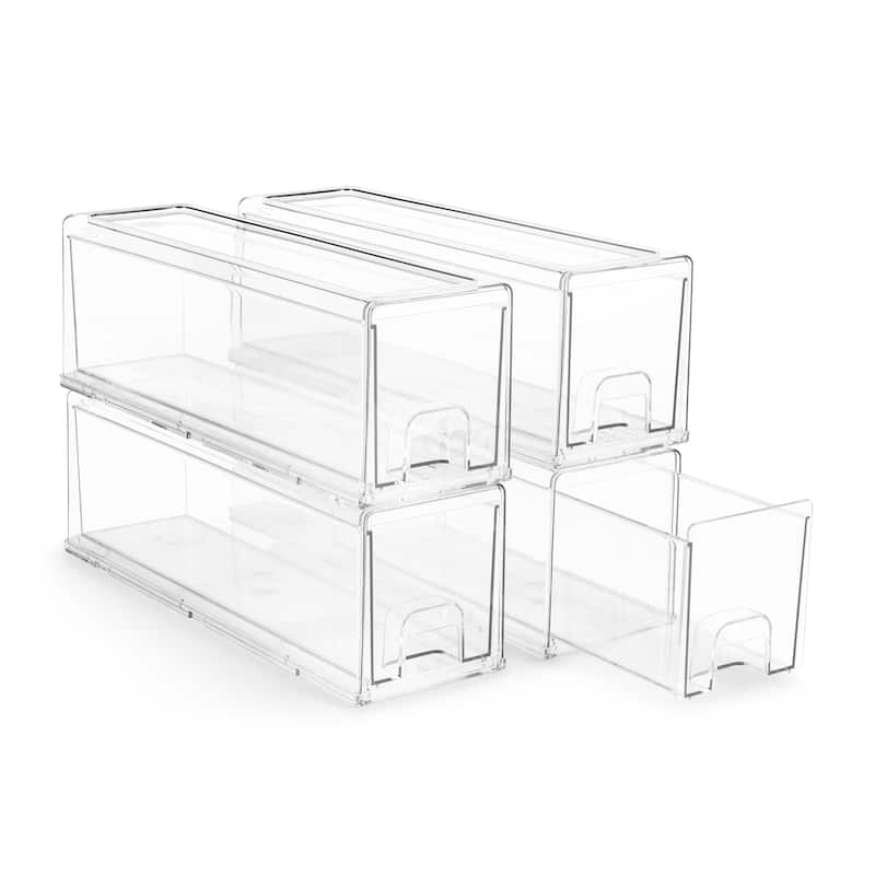 Sorbus Small Clear Stackable Storage Drawers with Handles 4 Pack - 4 Pack
