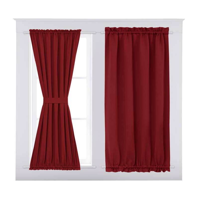 Deconovo French Door Curtain with Rod Pocket and Tieback 1 Panel