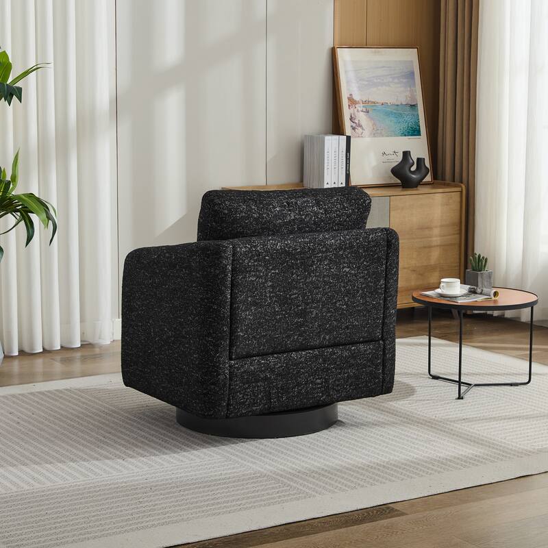 Swivel Accent Chair with Thick Cushions, Round Accent Single Sofa Chair, 360 Degree Club Chair Lounge Armchair
