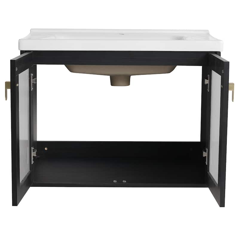 Bathroom Vanity With Sink In 28/32 Inch, Floating/Freestanding Bathroom Vanity With Soft Close Door
