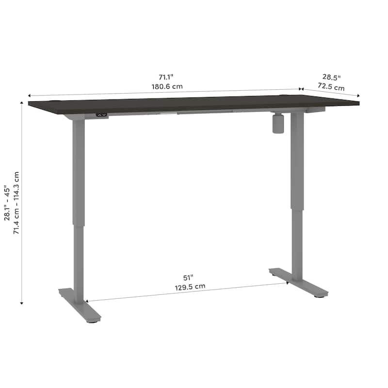 Bestar Upstand 72W x 30D Electric Height-Adjustable Standing Desk