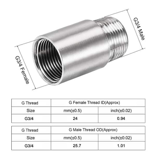 Shower Head Extension Arm Stainless Steel G3 4 Male To G3 4 Female 50mm Length Silver Tone Overstock