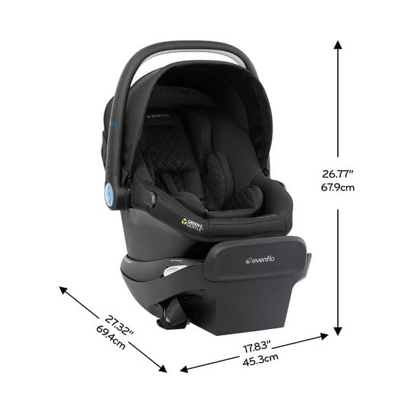 dimension image slide 3 of 4, Evenflo Revolve180 LiteMax NXT Rotational Infant Car Seat with SensorySoothe