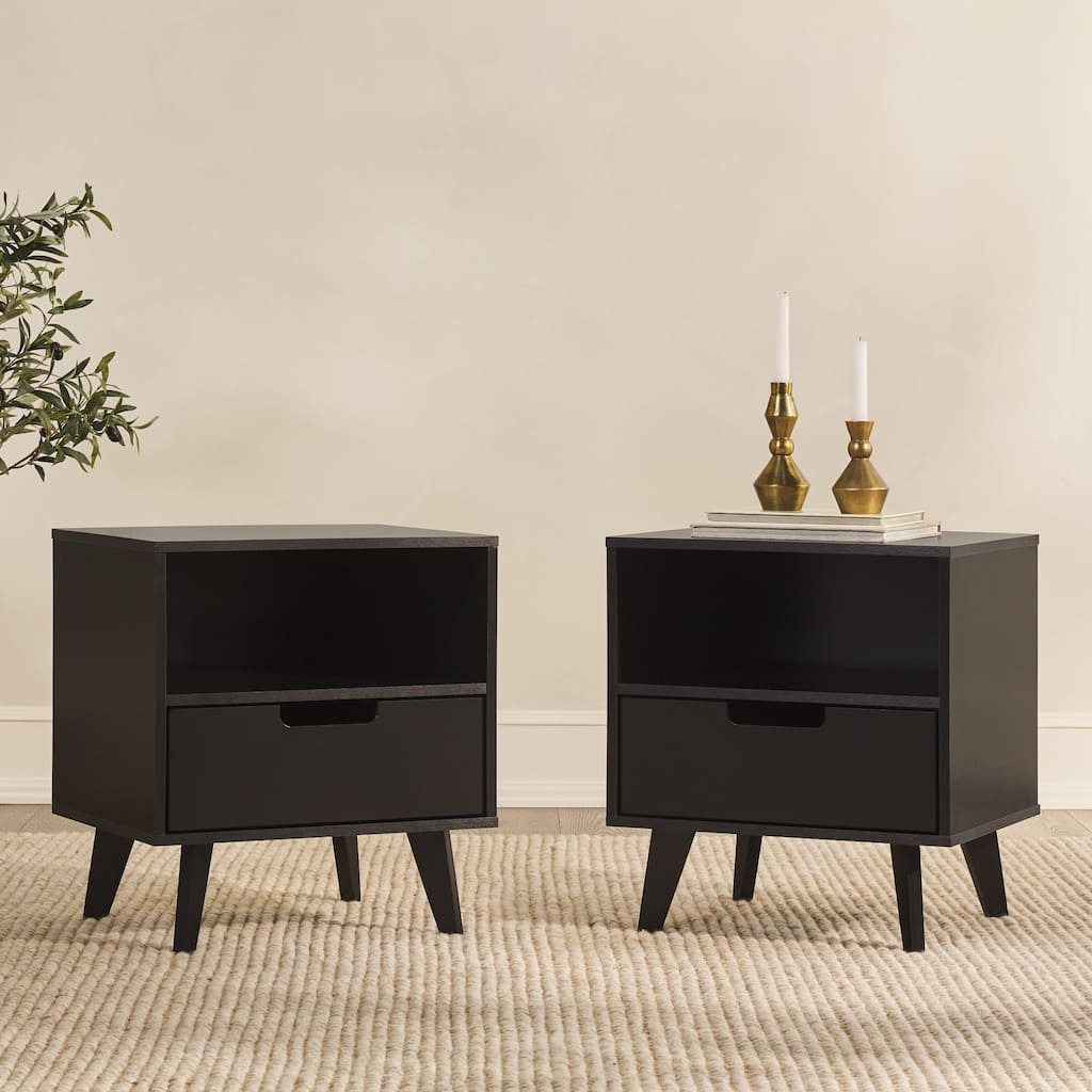 Walker Edison Modern 1-Drawer Nightstand (Set of 2)