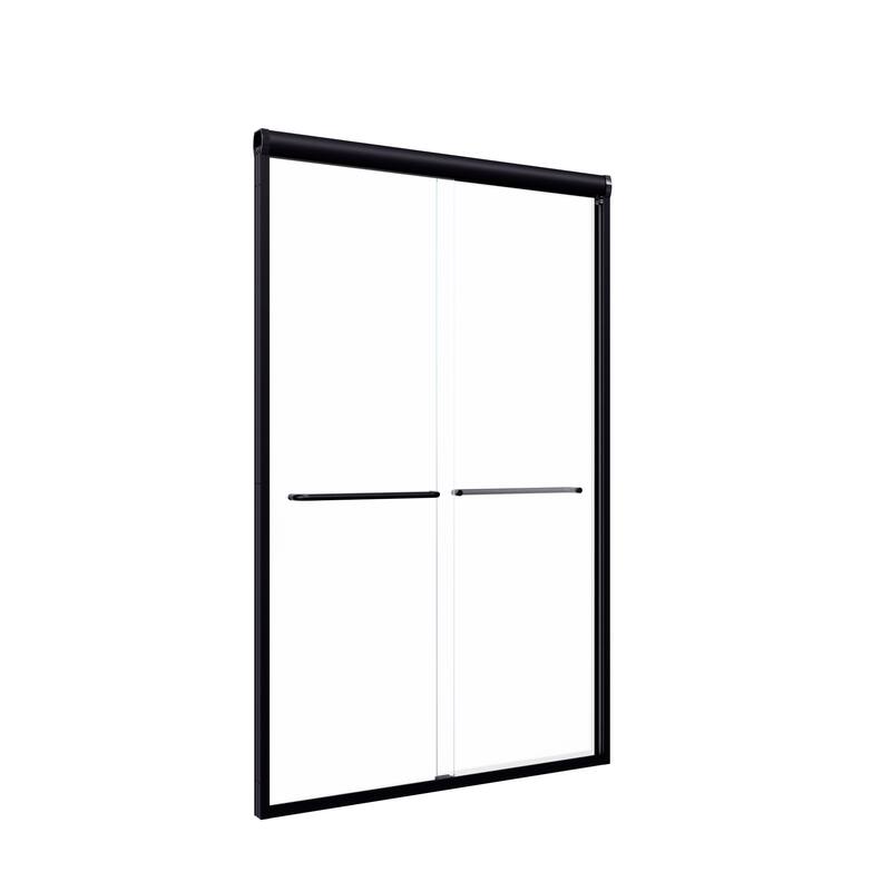 GDFStudio - Modern Semi-Frameless Double Sliding Shower Door with 1/4" SGCC Tempered Glass & Stainless Steel Handle