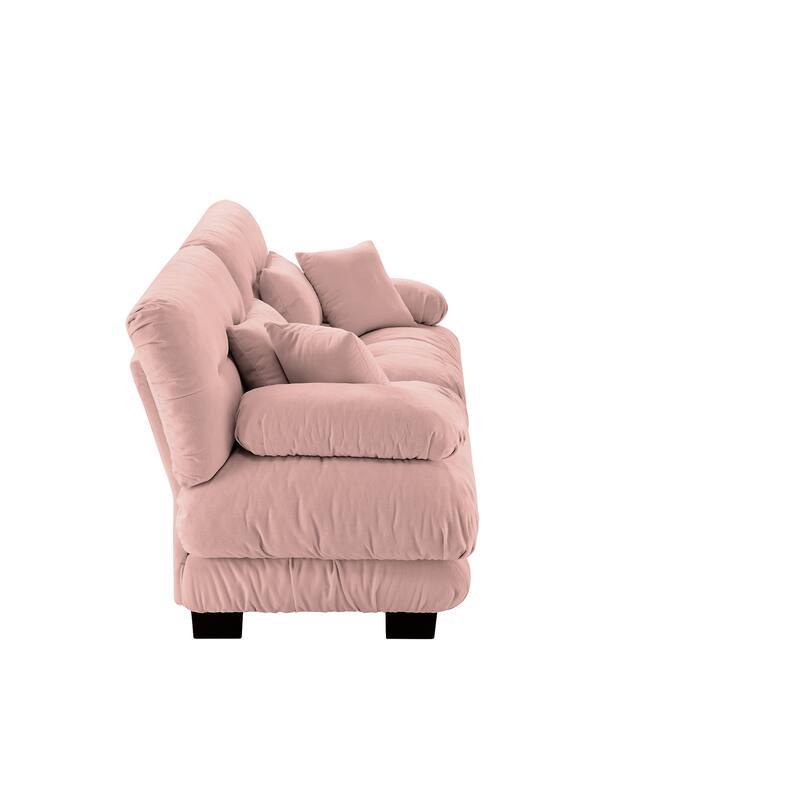 94.4" Chenille 3-Seat Sofa with Bolster Arms & Deep Cushions