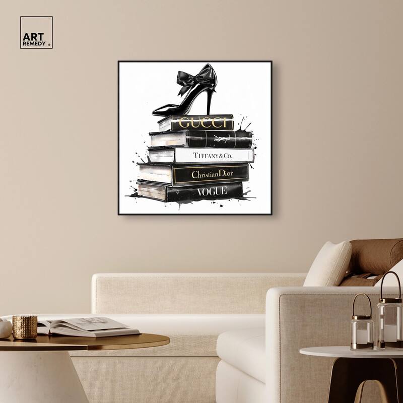 Inky Book Stack Canvas by Art Remedy