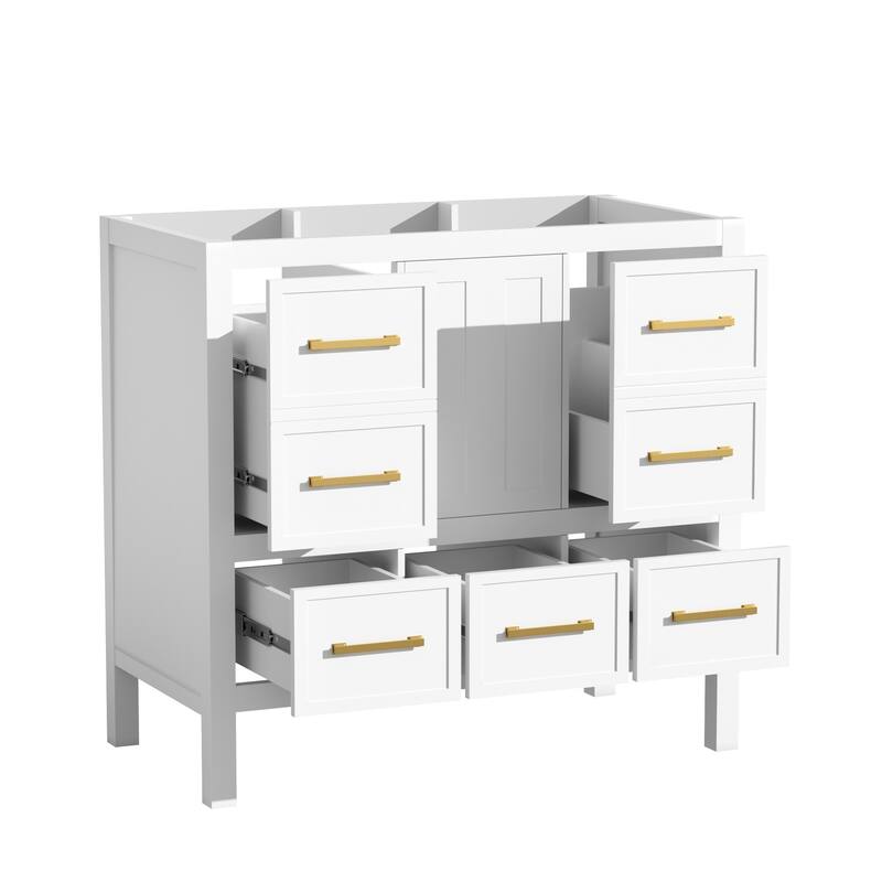GDFStudio - Merrow Modern Freestanding Bathroom Vanity with with 5 Drawers& Soft Closing Doors (NOT INCLUDE BASIN SINK)