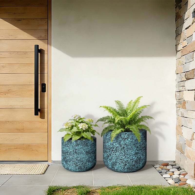 Concrete Round Cylindrical Planter / Pot with Drainage Holes