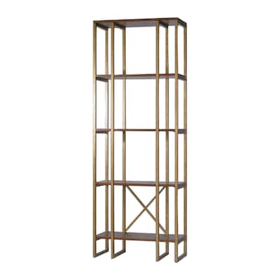Uttermost Karishma 32" Wide 4 Shelf Wood and Metal Shelving Unit
