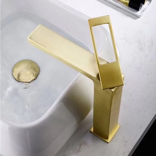 Brushed Gold Single Handle bathroom Sink Faucet with brass pop up overflow Drain
