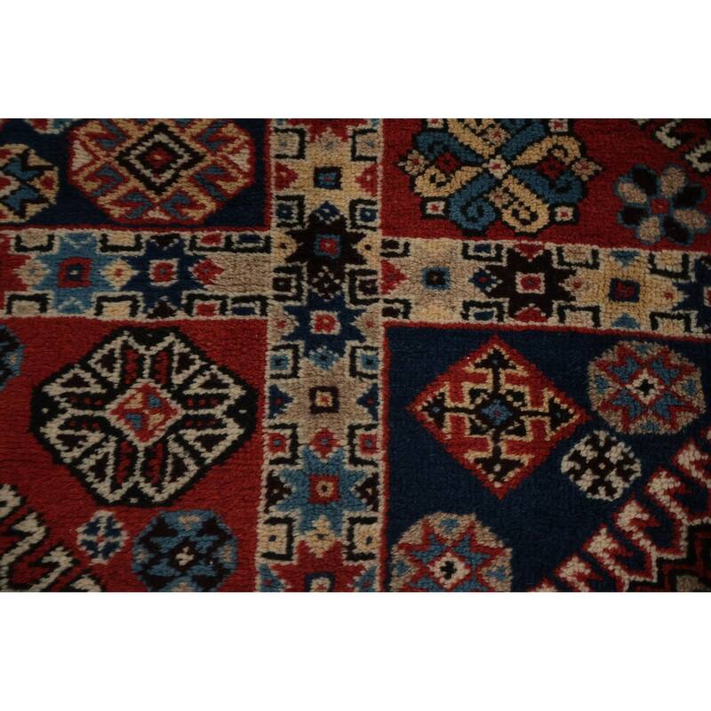 Hand Knotted Oriental 100% Wool Carpet Traditional Geometric Oranges & Rust Yalameh Area Rug - 11' 9'' X 8' 5''