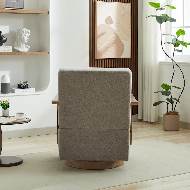 30.3"W Swivel Modern Upholstered Accent Chair with Solid Wood Armrests