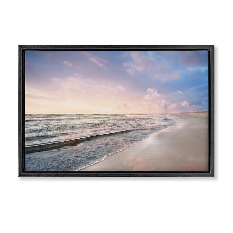 Stupell Receding Beach Shore Framed Floater Canvas Wall Art Design By Natalie Carpentieri - 25 x 17 - Black
