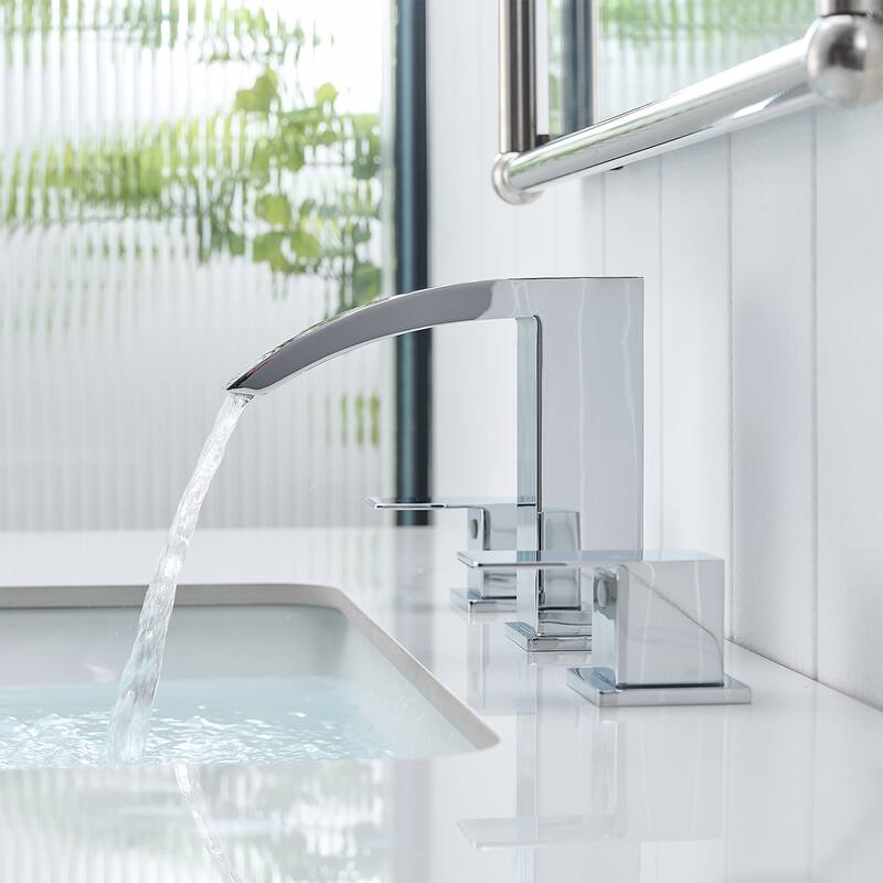 Two-Handle Chrome 304 Stainless Steel Waterfall Bathroom Faucets 3 Hole