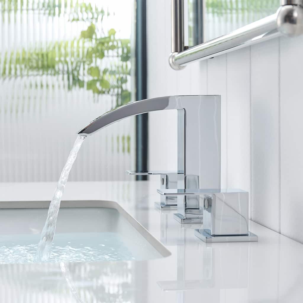 Two-Handle Chrome 304 Stainless Steel Waterfall Bathroom Faucets 3 Hole