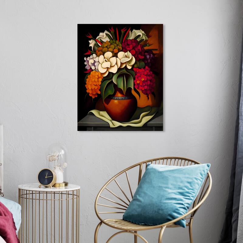 Wynwood Studio Canvas Floral and Botanical Mexican Flower Vase II Red and Traditional Wall Art Canvas Print - 20 x 24