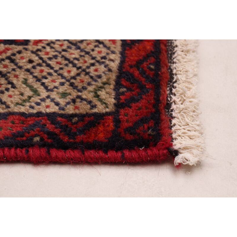 ECARPETGALLERY Hand-knotted Royal Baluch Tan Wool Rug - 3'2 x 6'2