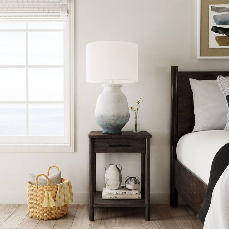 Lennon 1 Drawer Rounded Leg Wood Nightstand - Soft Brown