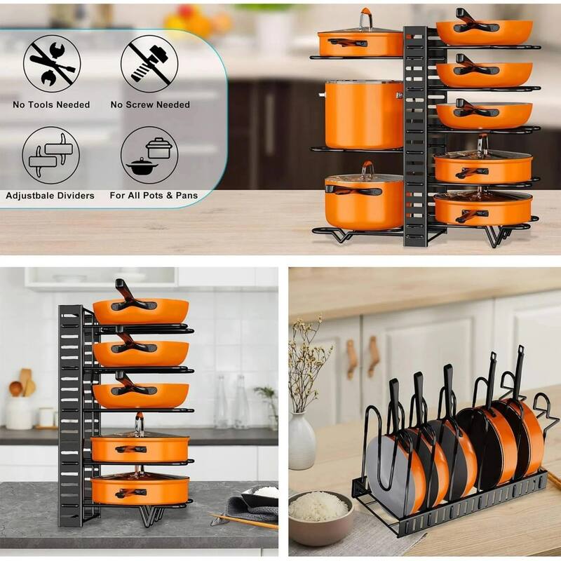 Metal Pull-Out Cabinet Organizer, No-Tool Sliding Shelves for Kitchen