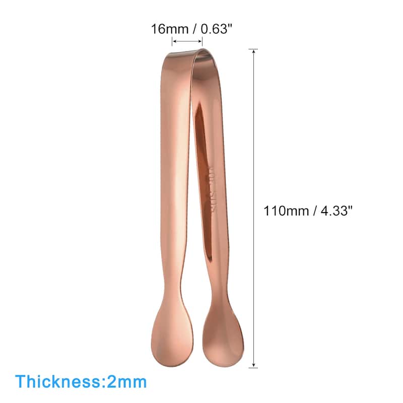 Serving Tongs, 4.3 Inch 304 Stainless Steel Ice Tongs for Sugar - Rose Gold - 8pcs
