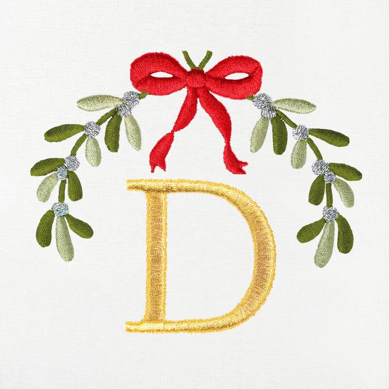 Authentic Hotel and Spa Christmas MISTLETOE MONOGRAM Embroidered Luxury 100% Turkish Cotton Hand Towels Set of 2