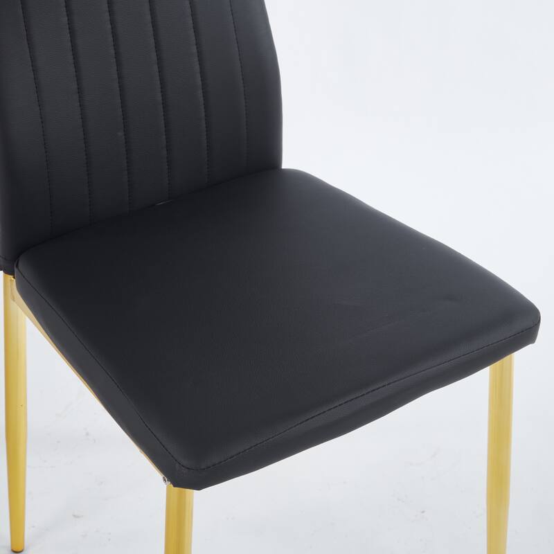 chair set of 4,GOLDEN COLOR LEG,BLACK SEAT