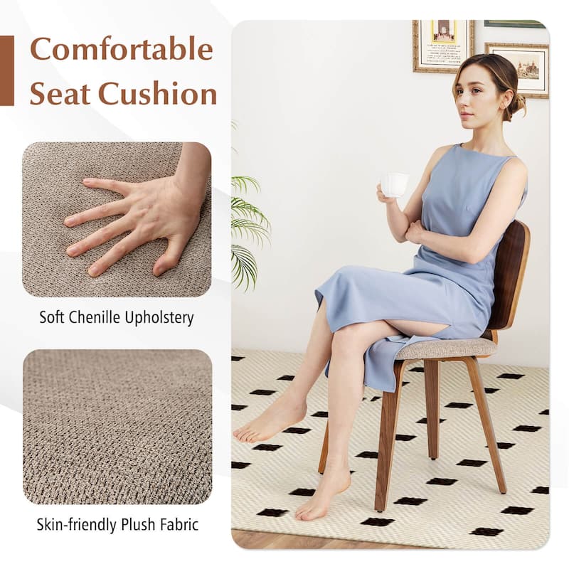 Costway Modern Dining Chair Set of 2/4 Chenille Kitchen Chair Armless