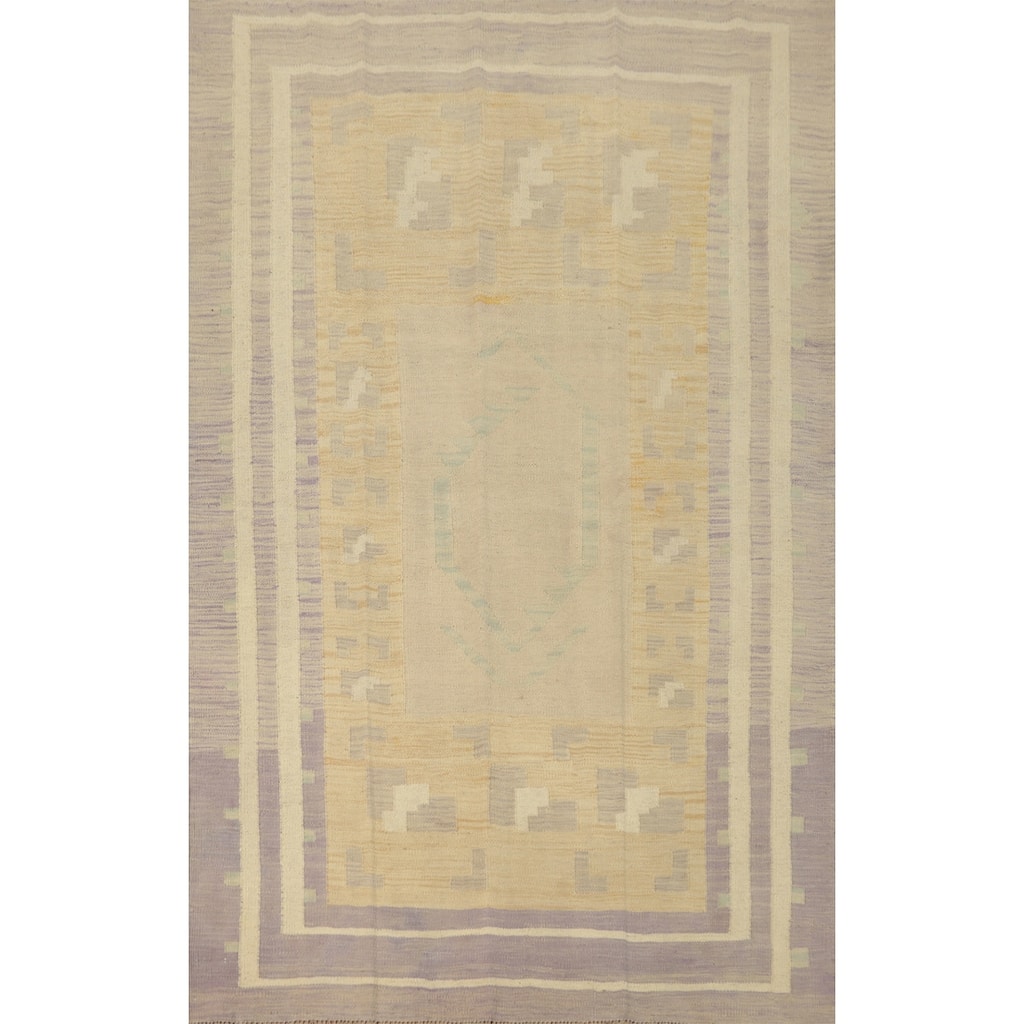 Hand Woven Southwestern Wool Multi-Colored Geometric Area Rug - 6' 9'' X 4' 10''