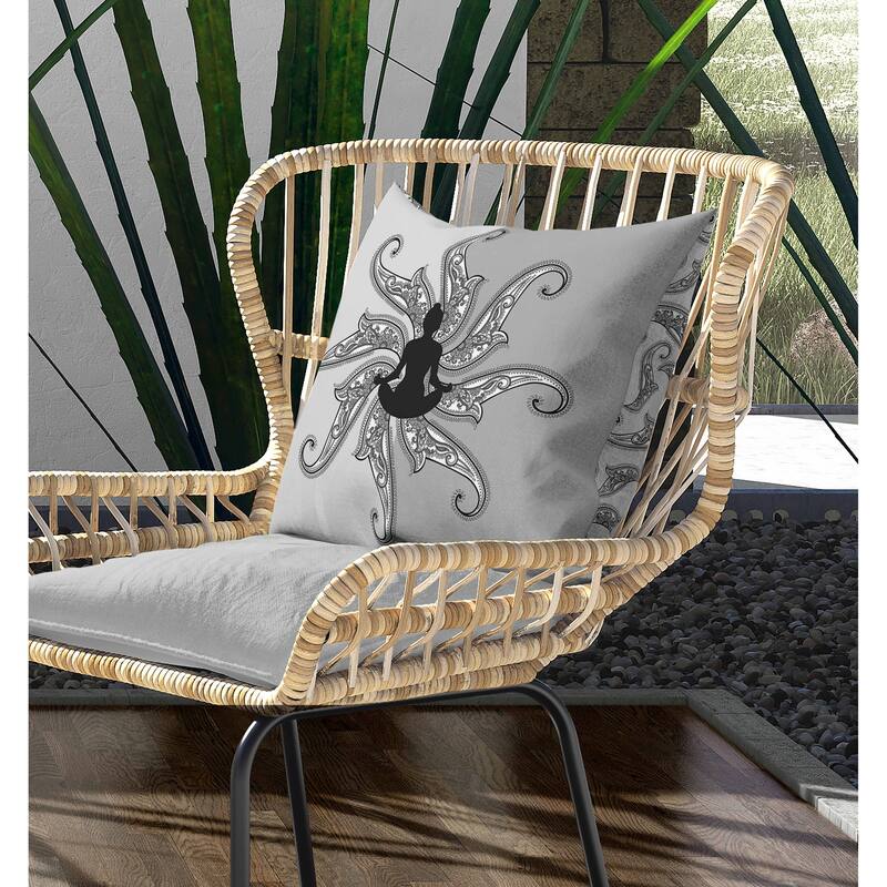 Mystic Silence Indoor/Outdoor Reversible Throw Pillow Silver and Dark