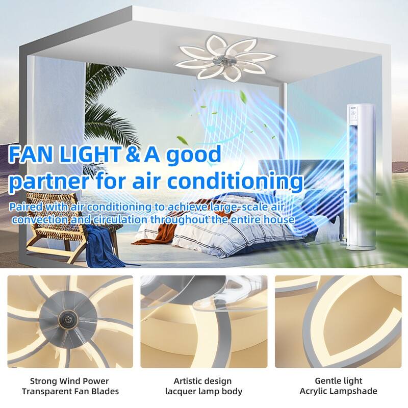 35'' 7 - Blade Ceiling Fan with LED Lights，Indoor Remote Control Ceiling Fans with Lights