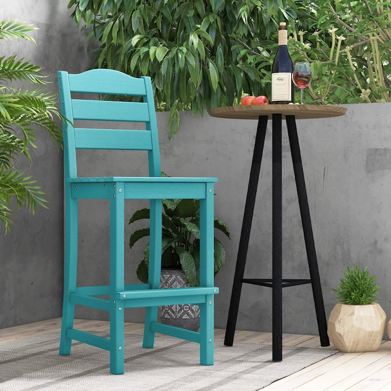 Outdoor 30 Inch Bar Stool HDPE with Backrest and Footrest - 24" x 18" x 48"