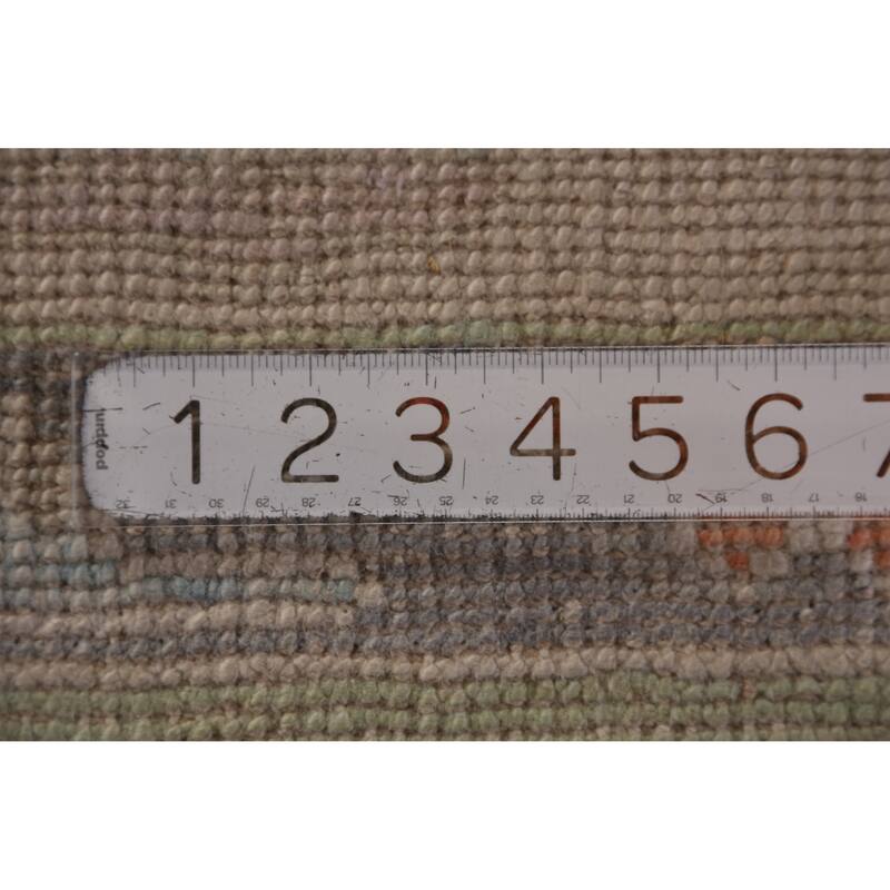 Hand Knotted Oriental 100% Wool Carpet Transitional All-Over Green Oushak Area Rug - 11' 4'' X 8' 8''