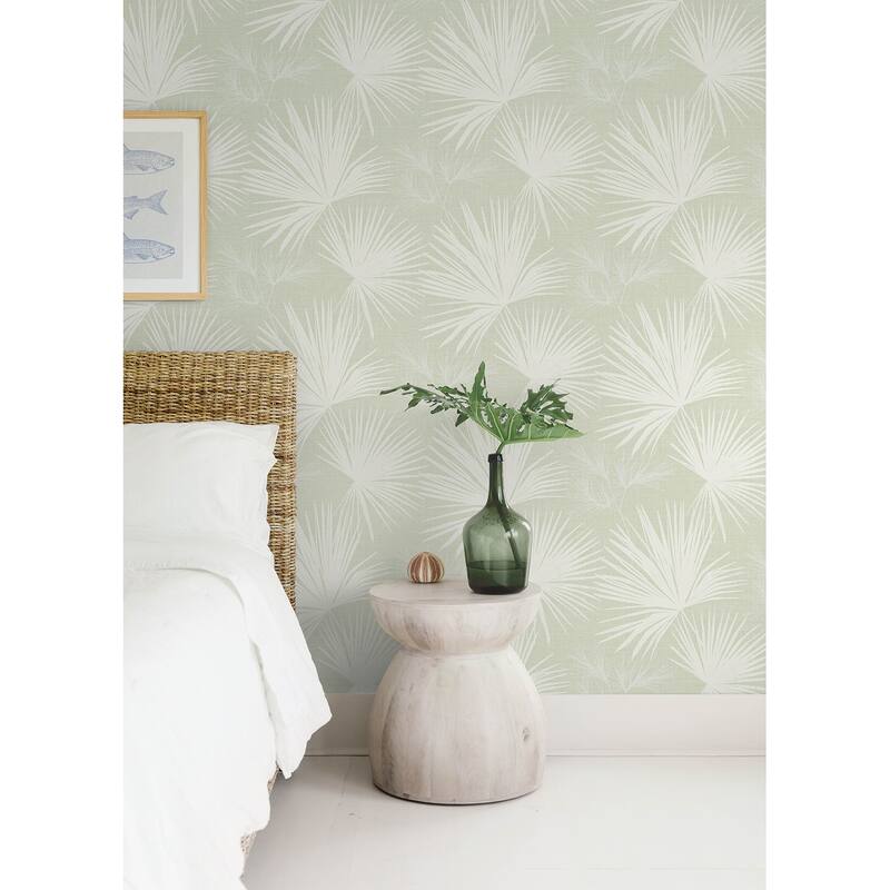 A-Street Prints Hatteras Light Green Palms Wallpaper
