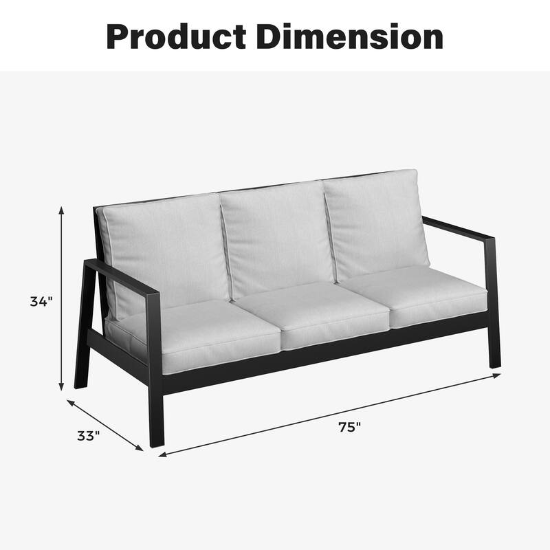 74.8'' Metal Outdoor Patio Sofa