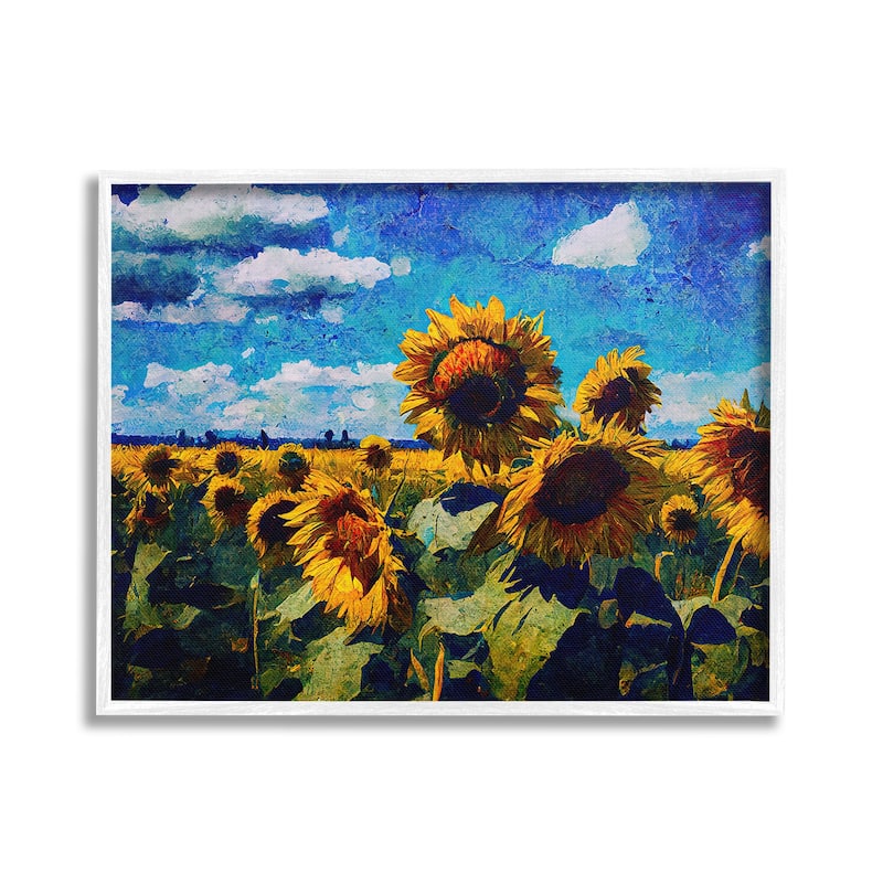Stupell Sunflower Field & Clouds Framed Giclee Art Design By Gina Kelly