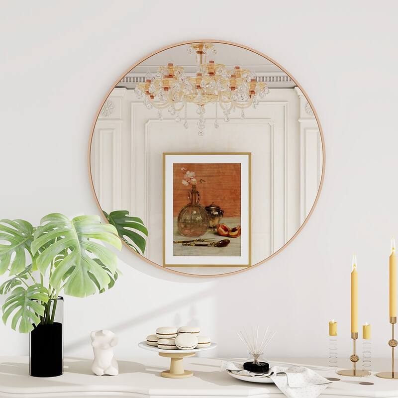 Maypex Aluminium Framed Circular Wall Mirror - Gold - 32in